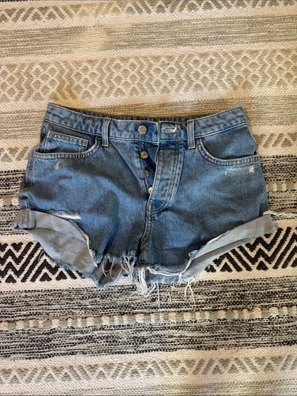 Forever 21 Light Blue Distressed Denim Cutoff Shorts